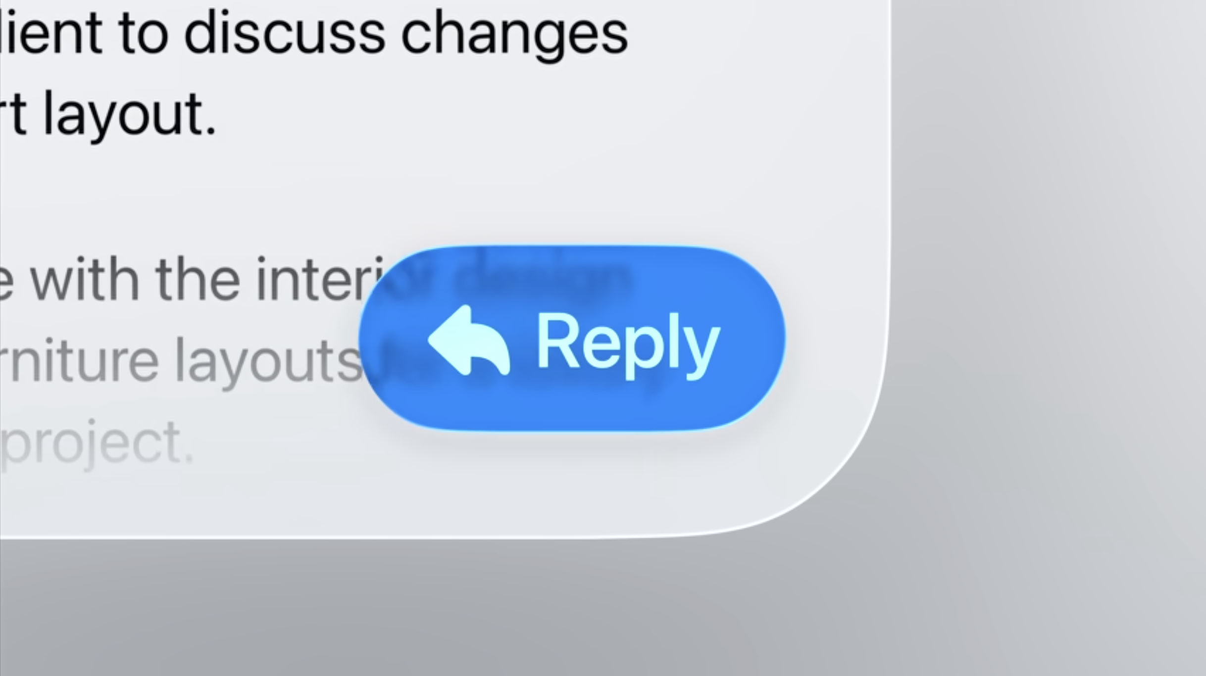 Auto-generated description: A blue Reply button is displayed in a messaging interface.